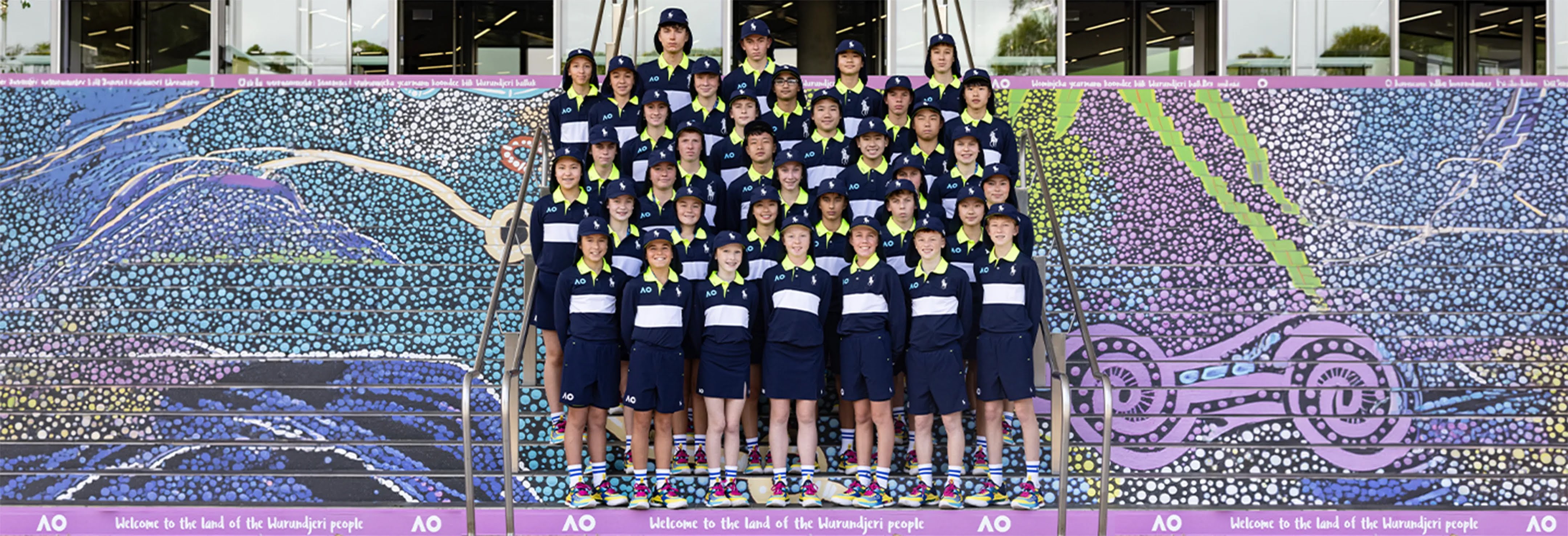 Large squad of Australian Open Ballkids group picture
